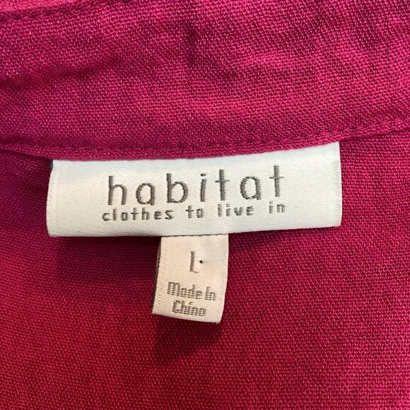 Habitat Womens Button-Front Long Sleeve Shirt L Pink Rayon Nylon Blend Made In C - Picture 5 of 7